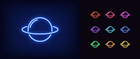 Neon planet icon.のイラスト素材