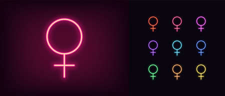 Neon female gender icon.のイラスト素材