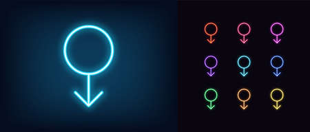 Neon male gender icon.のイラスト素材