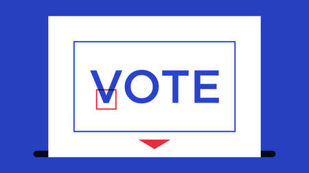 Ballot with mark and text Vote. Election of the President or Government, polling day in USA, political voting, referendum.のイラスト素材