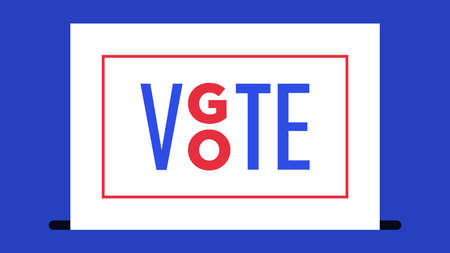White ballot with text Go Vote in red frame. Election of the President or Government, polling day in USA, political voting, referendum.のイラスト素材
