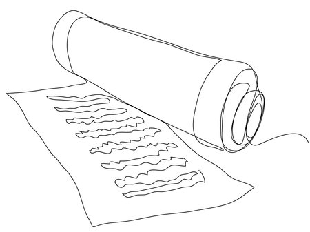 Holy manuscript in one line on a white background. Minimalistic image with a magic scroll. Stock vector illustration with editable stroke.のイラスト素材