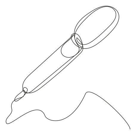 Microphone in one continuous line on white isolate. Abstraction with a concept: a broken match, a sperm, a spoon, a flashlight. Stock vector illustration.のイラスト素材