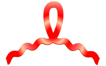 Red developing ribbon on a white isolate. Vector stock decoration.のイラスト素材