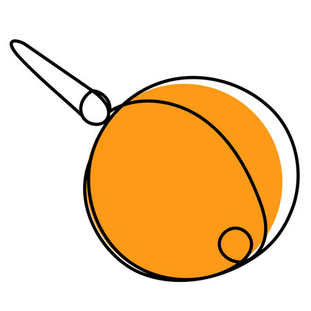 Orange enema in one line on a white background. The concept of intestinal treatment and prevention of constipation. Stock vector image.のイラスト素材