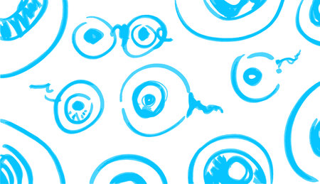 Sketch eyeballs with a blue marker on a white background. Stock vector illustration with the organ of vision.のイラスト素材