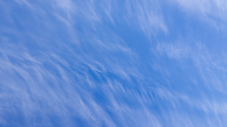Blue with white clouds. Beautiful photo of heaven in high quality. Stock image of clouds.の写真素材
