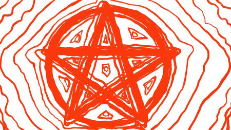 abstract background with red and white lines in the form of a circle