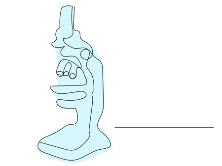 A simplified illustration of a microscope, depicting its structure and emphasizing its role in scientific research.のイラスト素材