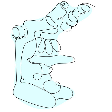 An abstract representation of a microscope showcasing flowing lines and curves in a minimalist...