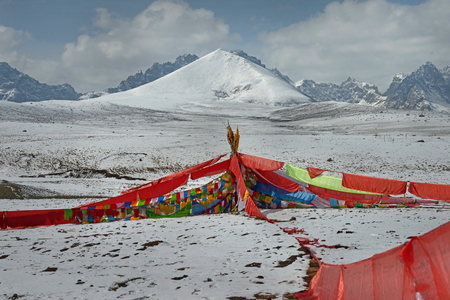 The snow capped mountainsの写真素材