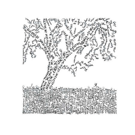 Drawing of the maple with ink, made with a thin feather and lettingの写真素材