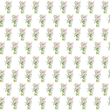 Pattern Bouquet of wild flowers Watercolor sketchの写真素材