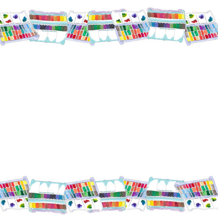 Pattern Artistic professional paints in a plastic box Watercolorの写真素材