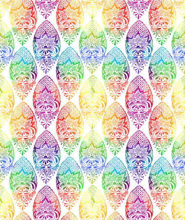 Indian element detail ornament of rainbow watercolor seamless patternの写真素材