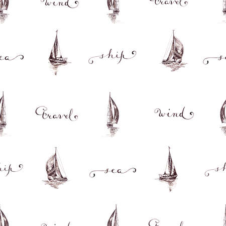 Seamless pattern made with brown inkの写真素材
