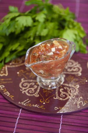 Spicy tomato sauce for meat - parsley, horseradish, garlic - modern lean Russian cuisine, Siberian cuisineの写真素材