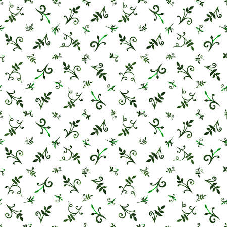 Seamless pattern ornament openwork delicate flowers and leaves with curls and vines green pinkの写真素材