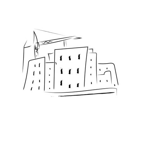 Build construction crane workers city industry graphic vector illustration buildingのイラスト素材