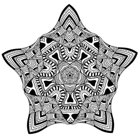 Hand-drawn doodles natural snowflake mandala style. Vector illustration.のイラスト素材