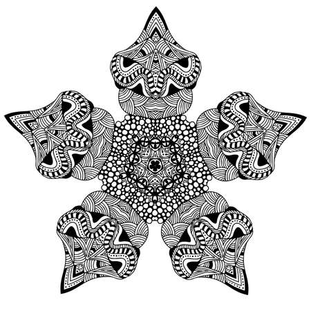 Hand-drawn doodles natural snowflake mandala style. Vector illustration. Good idea for greeting cards, invitations, prints, textiles, tattoo.のイラスト素材
