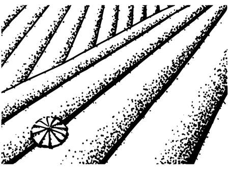 Tea fields people collect leaves. Landscapes, Mountain Views, Harvesting, Handmade vector illustration.のイラスト素材