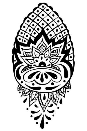 Indian element detail ornament rhombus vertical made by hand with black ink - vector illustrationのイラスト素材