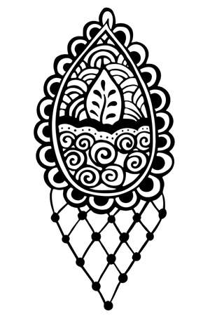 Indian element detail ornament rhombus vertical made by hand with black ink - vector illustrationのイラスト素材