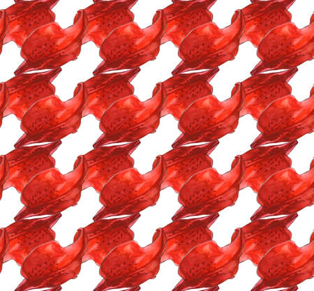 Seamless pattern orange red yellow lily petals stamens flower - watercolor illustrationの写真素材