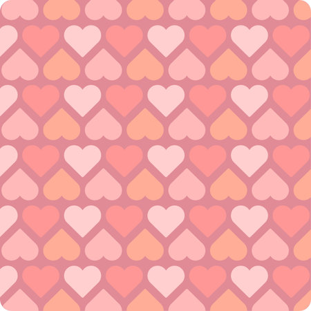 Vector repeating background in pink hearts. Vector background for decoration romantic images.