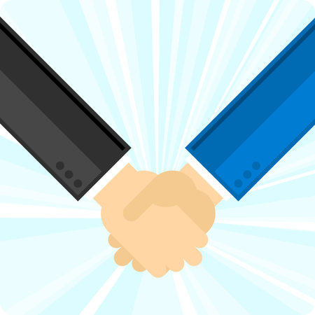 Vector illustration of two men shaking hands.のイラスト素材