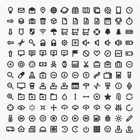 Set of vector , black icons in a flat style. Universal icons for use in your design layouts.のイラスト素材