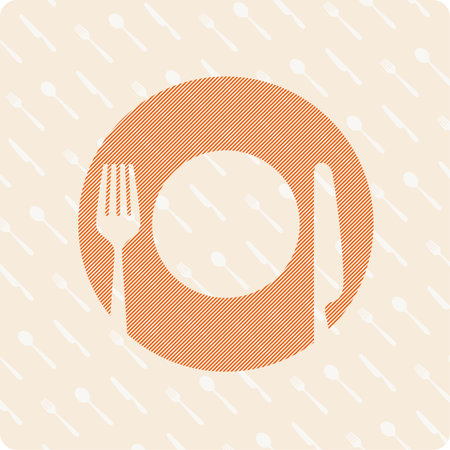 Vector illustration sign with fork and knife.のイラスト素材