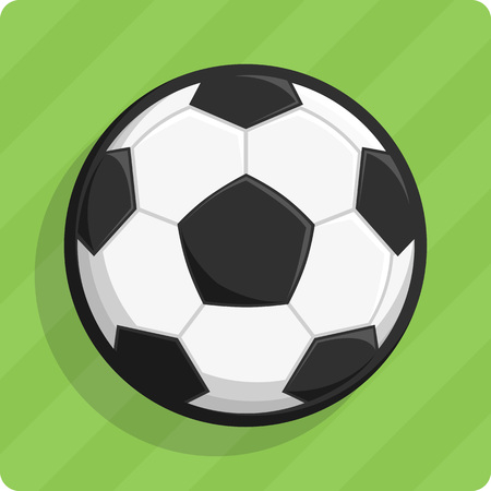 Vector illustration of a soccer ball on a green lawn.のイラスト素材