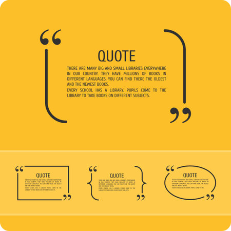 Vector set of quotes on a yellow background . Template text with quotes.のイラスト素材