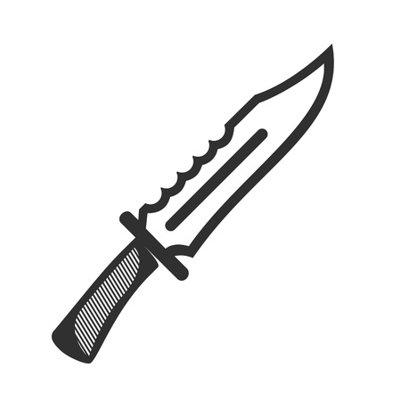Hunting knife. Vector icons combat knife in a flat style. Black and white illustration.のイラスト素材