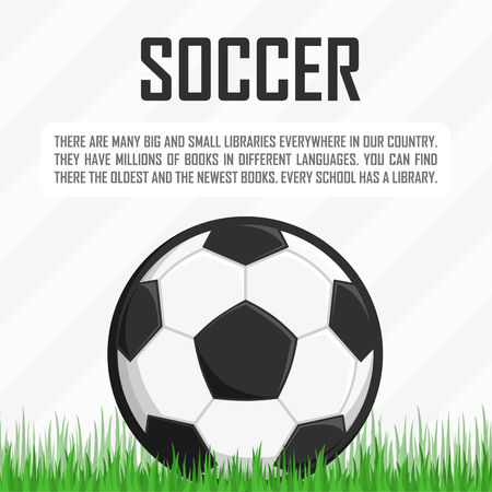 Football soccer ball on green grass and text, vector illustration.のイラスト素材