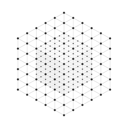 Vector illustration wireframe 3D mesh polygonal vector cube. Network line, design cube, dot and structure.のイラスト素材
