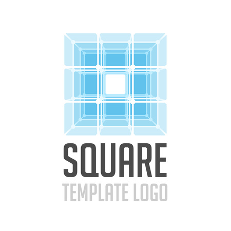 Vector logo template letter glass cube. Icon cube divided into its constituent parts. Creative logo.のイラスト素材
