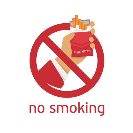 No smoking sign on white background. Modern non-smoking sign in a flat style.のイラスト素材
