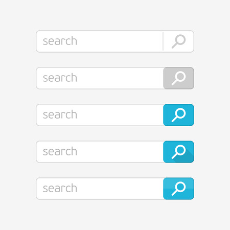 Web search field. Search bar set vector interface elements with search button. Set of search box modern flat design isolated on white background. Design element of Web site, applications, e-shop.のイラスト素材