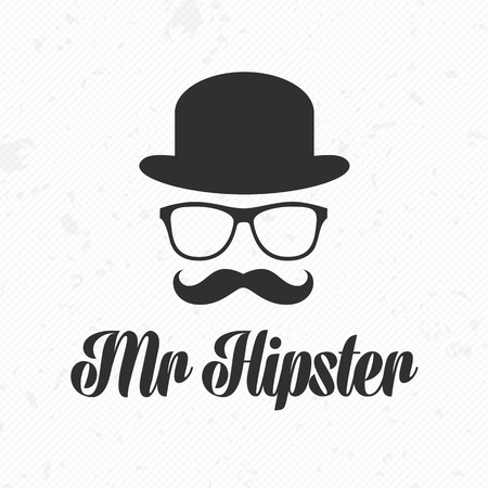 Vintage silhouette of bowler, mustaches, glasses. Vector illustration of gentleman or hipster. Retro gentleman icon. Vector art.  template of gentleman Club.のイラスト素材