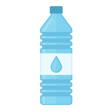 Vector illustration of bottle of water in flat style. Blue bottle of water isolated on white background. Drinking water in plastic bottles.のイラスト素材
