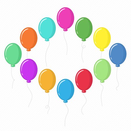 Multicolored balloons. Vector illustration of balloons in modern flat style. Balloon icon.のイラスト素材
