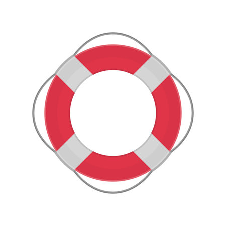 Lifebuoy flat icon. Lifebuoy silhouette. Web site page or mobile app design element. Vector...