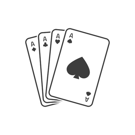 Vector flat isolate game cards icon. Four playing cards icon. Vector illustration of 4 aces.のイラスト素材