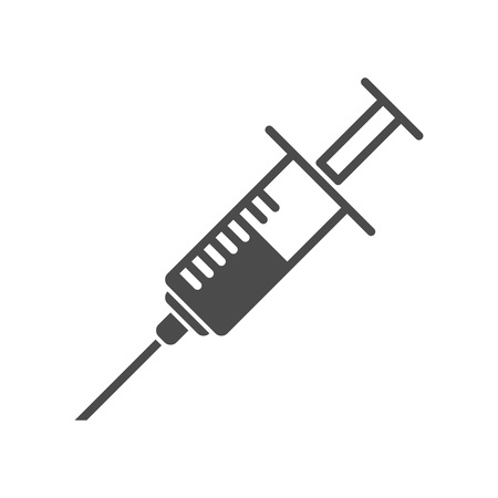 Syringe vector icon in flat style. Vector illustration of a syringe.のイラスト素材
