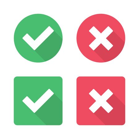 Vector check mark icons. Modern outline flat vector checkmarks isolated on white backgroundのイラスト素材
