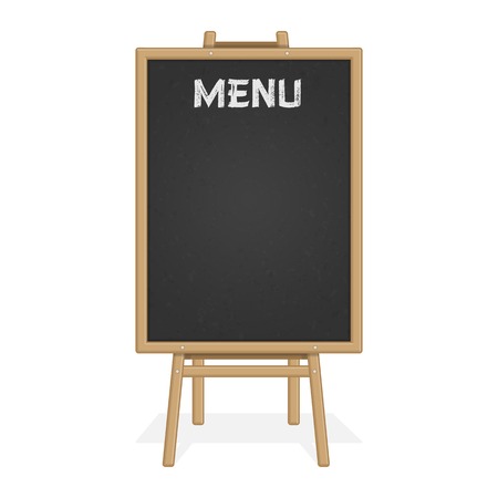 Menu Black Board Isolated on white background. Illustration of wooden shield for restaurant menu.のイラスト素材