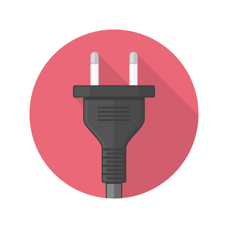 Electric plug icon. Illustration in flat design with long shadow. Modern power energy symbol. Round colourful buttons.のイラスト素材